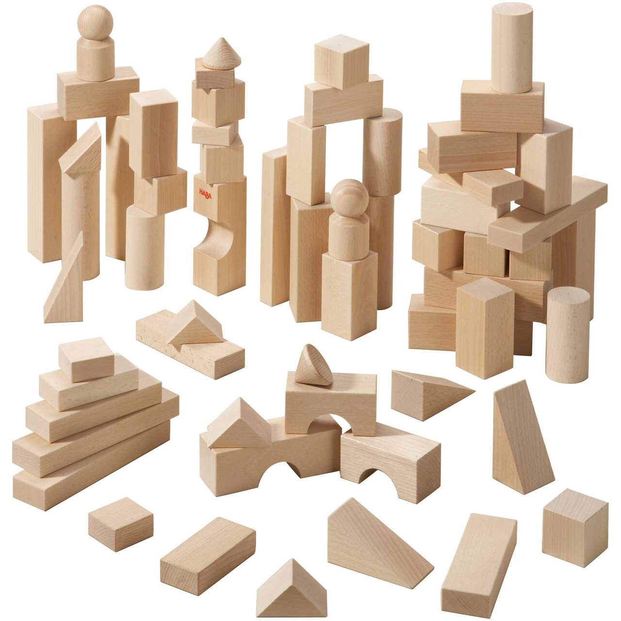 HABA Wooden Building Blocks 60 Piece Set, Ideal Toddler Blocks for Ages 2-4 & Kids Stacking Toys for Ages 1 & Up for Open-Ended Play, Made in Germany